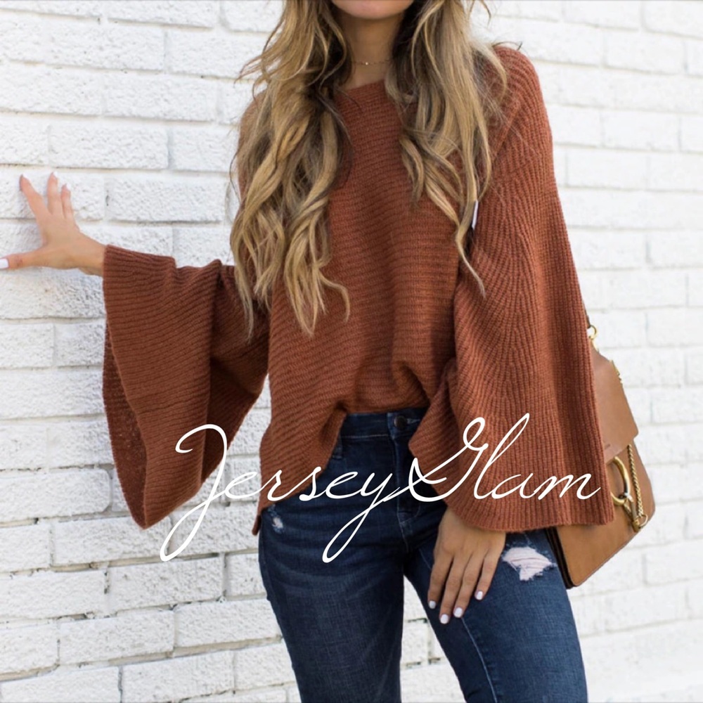 Cinnamon Flare Long Sleeve Knit Sweater - Picture 2 of 7